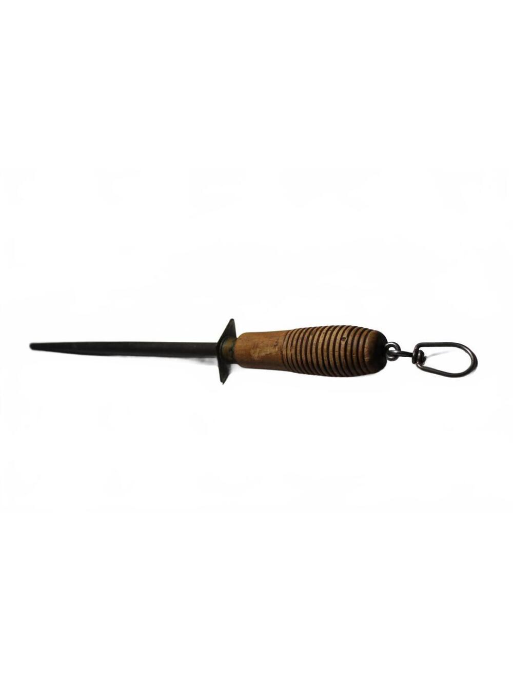 NICHOLSON Vintage 10-In Ribbed Wood Handle Kitchen Sharpening Honing Steel Tool